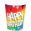 Image de Lot 10 Gobelets Papier Anniversaire Arc-en-ciel   Happy Birthday 25 cl