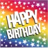 Image de Lot 20 Serviettes Papier Anniversaire Arc-en-ciel   Happy Birthday 33 × 33 cm