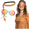 Image de Lot Accessoires Hippie Bohème   Bandeau Plumes & Lunettes Rétro