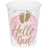 Image de Gobelet en carton "Hello Girl" rose (lot de 10)