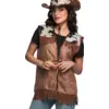 Image de Gilet Western Brun M   Gilet Cowboy Adulte Far West