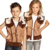 Image de Gilet Western Enfant Camel 7-9 Ans   Gilet Cowboy Déguisement Far West