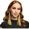 Image de Boucles d’Oreilles Or 20 cm   Pendants Clips Accessoire Soirée Disco et Festival