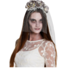 Image de Serre-Tête Têtes de Mort Zombie avec Voile   Accessoire Halloween