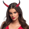Image de Serre-Tête Cornes de Diable Rouge et Noir en Mousse   Halloween