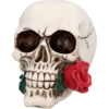 Image de Tête de Mort avec Rose 10 x 10,5 x 13 cm   Décoration Halloween