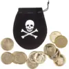 Image de Bourse Pirate avec 12 Pièces de Monnaie   Accessoire Trésor Déguisement Pirate