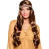 Image de Perruque Harmony Brun avec Bandeau Hippie Années 60/70