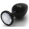 Image de Plug Bijou anal ROUND GEM L 8 x 4cm Noir-Transparent