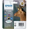 Image de Epson T1306 ''Cerf'' Cartouche d'encre originale DURABrite Ultra C13T13064012 - Pack de 3 (Cyan, Magenta, Jaune)