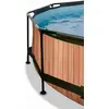 Image de Piscine avec pompe filtrante à sable enfant Exit Toys Wood 244 x 76 cm Marron TU 30.35.08.10