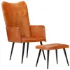 Image de vidaXL Chaise à Oreilles avec Repose-pied Fauteuil à Oreilles Meuble de Salle de Séjour Salon Chambre Intérieur Brun Roux 339663 en occasion ou reconditionné