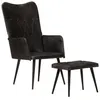 Image de vidaXL Chaise à Oreilles avec Repose-pied Fauteuil à Oreilles Meuble de Salle de Séjour Salon Chambre Intérieur Noir Cuir 339666 en occasion ou reconditionné