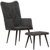 Image de vidaXL Chaise à Oreilles avec Repose-pied Fauteuil à Oreilles Meuble de Salle de Séjour Salon Chambre Intérieur Noir Vintage 339670 en occasion ou reconditionné