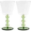 Image de & klevering - Verre à vin Petal - Vert - Verre borosilicaté