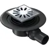 Image de Siphon sortie horizontale DN 50 - Grill carré - Siphon à écoulement horizontal avec grille en inox carré 115 x 115 mm DN 50
