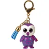 Image de Ty - Bague Porte-clés Mini Boos Clips - Hibou - Moonlight - Violet et Bleu - Avec gland bleu - Le porte-clés tendance inspiré des célèbres peluches aux grands yeux scintillants - 10 Cm - 25054