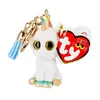 Image de Ty - Anneau Porte-clés Mini Boos Clips - Licorne - Pixy - Blanc - avec Gland Bleu - Le Porte-clés Tendance inspiré des célèbres Peluches aux Yeux Grands Scintillants - 10 Cm - 25055