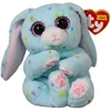 Image de TY Beanie Bellies Skippy Le Lapin de Pâques Bleu Clair avec Les Yeux Rose Glitter, Les câlins Animaux en Peluche avec Le Ventre Doux, Pâques, 20 cm, T41515