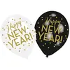 Image de amscan 9902872 Lot de 6 Ballons en Latex Happy New Year Noir/Blanc/doré 27 5 cm
