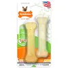 Image de Nylabone Jouet à mâcher moyen, lot de 2, en forme d’os, arômes boeuf et poulet, pour les tout petits chiens (jusqu’à 7kg), mâchouilleurs modérés/paisibles