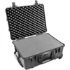 Image de PELI 1560 valise de protection avec roulettes et poignée rétractable, étanche IP67, capacité 44L, fabriquée en Allemagne, avec insert en mousse personnalisable, couleur: noire