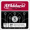 Image de D'Addario PL011-5 Pack de 5 Cordes seules en acier pur pour guitare Calibre .011