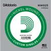 Image de D'Addario NW025 Corde Seule pour Guitare électrique Nickel 0.635mm