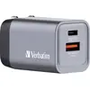 Image de Verbatim GNC-35 GaN Adaptateur de voyage 35 W 1x USB-A, 1x USB-C® Power Delivery, Power Delivery 3.0, QC 3.0 gris GaN, avec adaptateur pour lEurope, avec
