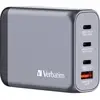 Image de Verbatim GNC-100 Adaptateur de voyage 100 W 1x USB-A, 3x USB-C® Power Delivery, Power Delivery 3.0, QC 3.0 gris GaN, avec adaptateur pour lEurope, avec