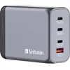 Image de Verbatim GNC-200 GaN Adaptateur de voyage 200 W 1x USB-A, 3x USB-C® Power Delivery, Power Delivery 3.0, QC 3.0 gris GaN, avec adaptateur pour lEurope, avec