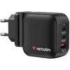 Image de Verbatim Mini GaN Charger 70 W, 3 Ports USB-C Ladegerät, Power Adapter mit 2 x USB-C und 1 x USB-A, Schnellladegerät ALS Mehrfachstecker, für Apple iPad, iPhone, Samsung & Co, für EU, UK, USA