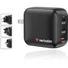 Image de Verbatim Mini GaN Chargeur de 100W, Chargeur USB-C à 3 Ports, Adaptateur Secteur avec 2 x USB-C et 1 x USB-A, Chargeur Rapide Universel (UE, UK, US), pour Ordinateur Portable, Tablette, Smartphone
