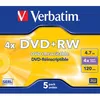 Image de Lot de 5 DVD+RW - 4.7 Gb - Vitesse d'écriture 4x - 120 minutes - 5 Pack Jewel Case