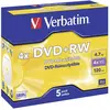 Image de DVD+RW vierge Verbatim 43229 5 pc(s) 4.7 GB 120 min réinscriptible, surface gris métallisé mate