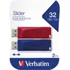 Image de Verbatim Clé USB Slider Multipack 32Go I USB 2.0 I 2 clés USB I pour Laptop Ordinateur Portable ultrabook TV autoradio I Stick USB 2.0 I Clé USB avec Un système de Poussoir I Rouge Bleu