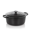 Image de Le Creuset Cocotte Signature en Fonte Émaillée avec Couvercle, 20 cm, Ronde, 2,4 L, 3,092 kg, Noir Mat, 21177200000430