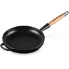 Image de LE CREUSET Poêle à frire en Fonte Émaillée avec poignée en bois, 28 cm, Noir Mat, 20258280000422