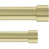 Image de Umbra Cappa Double Tringle À Rideaux Extensible, 2,5cm, 91-168cm, 4 Embouts, Supports Muraux et Matériel De Fixation Inclus, Acier, Laiton