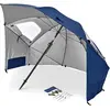 Image de Sport-Brella Parapluie de Plage (Premiere) - Parasol Multi-usages - Installation Facile et Rapide - 243 cm - Parfait pour Activités Extérieures, Plage et Jardin - Protection UV - Bleu