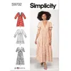 Image de Simplicity Misses' V-Neck Empire Dress Sewing Pattern Kit, Code S9702, Sizes 18-20-22-24-26, Multicolor