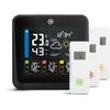 Image de Marathon London - Station météo multi-zone, 3 sondes thermo-hygromètres, écran couleur design,rétro-éclairage réglable,horloge radio-pilotée, pression atmosphérique, alarme intégrée