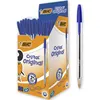 Image de BIC Cristal Original Stylos-Bille Pointe Moyenne (1,0 mm)- Parfait pour l'Ecole et au Bureau) - Bleu, Boîte de 50
