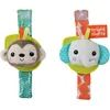 Image de Bright Starts, hochet et jouet de dentition, jouet de poignet sans BPA pour bébé - singe et éléphant, nouveau-né+