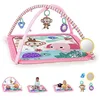 Image de Bright Starts, Tapis d'activités lavable en machine avec 4 jouets, Floral Safari, nouveau-nés et plus -Rose et violet