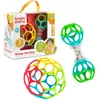 Image de Bright Starts, Set Cadeau Easy-Grasp Oball Bundle - Grasp the Day, Balle et Hochet, Set de 2 Jouets Sans BPA, Unisexe, Nouveau-nés et Plus