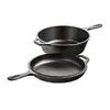 Image de Set poêle 26 cm et sauteuse 3L en fonte naturelle avec double poignées Lodge