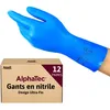Image de Ansell AlphaTec 37-310, Gants de travail réutilisables en nitrile multi-usages, Protection chimique sans latex, Bleu, 12 paires