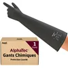 Image de Ansell AlphaTec 87-108 Gants de Protection Chimique en Latex, avec Manchette Longue (61cm), Très Résistants à l'Abrasion et Réutilisables, Sécurité Industrielle, Noir, Taille L (1 Paire)