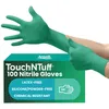 Image de Ansell TouchNTuff 92-605 Gants Jetables en Nitrile, Non Poudrés, Haute Protection Chimique et Mécanique, Contact Alimentaire, Sécurité Industrielle, Sans Latex, Vert, Taille S (100 Gants)